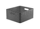 Aufbewahrungskorb Rotho COUNTRY, Volumen 14 l, quadratisch, stapelbar, ohne Deckel, L 328 x B 300 x H 160 mm, PP, anthrazit