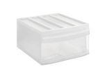 Schubladenbox Rotho SYSTEMIX L, modular, 1 geschlossener Schub, Griffmulde, stapelbar, QR-Code, L 395 x B 340 x H 203 mm, PP, transparent