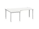 Schäfer Shop Genius Winkelschreibtisch MODENA FLEX 90°, Ansatz links, 4-Fuss-Quadratrohr, B 2000 mm, lichtgrau