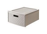 Schubladenbox Rotho COUNTRY, Volumen 19,2 l, 1 herausnehmbares Schubfach, stapelbar, L 450 x B 340 x H 200 mm, Polypropylen, cappuccino