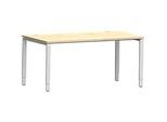 Schäfer Shop Genius Schreibtisch Modena Flex, Rechteck, 4-Fuss Rechteckrohr, B 1600 x T 800 x H 650-850 mm, Ahorn/weissaluminium