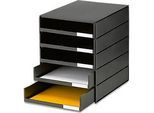styro® Schubladenbox Styroval Pro, 5 Schubladen, offen, DIN C4, Polystyrol, öko-schwarz