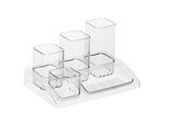 Schreibtisch-Organizer Rotho SOHO, 4 Köcher & 1 Ablageschale, abwaschbar, L 125 x B 185 x H 100 mm, Polystyrol, transparent