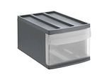 Schubladenbox Rotho SYSTEMIX M, modular, 1 geschlossener Schub, Griffmulde, stapelbar, QR-Code, L 395 x B 255 x H 203 mm, PP, anthrazit-transparent