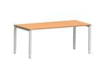 Schäfer Shop Genius Schreibtisch Modena Flex, Rechteck, 4-Fuss Rechteckrohr, B 1800 x T 800 x H 650-850 mm, Buche/weissaluminium