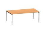 Schäfer Shop Genius Schreibtisch Modena Flex, Rechteck, 4-Fuss Rechteckrohr, B 2000 x T 1000 x H 650-850 mm, Buche/weissaluminium