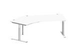 Schäfer Shop Genius Winkelschreibtisch MODENA FLEX 135°, T-Fuss-Rundrohr, B 2165 mm, Ansatz links, weiss/weissalu