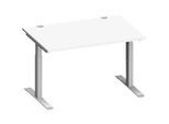 Schäfer Shop Genius Schreibtisch MODENA FLEX, Rechteck, T-Fuss Rechteckrohr, B 1600 x T 800 x H 650-850 mm, lichtgrau/weissalu