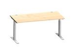 Schäfer Shop Genius Schreibtisch MODENA FLEX, Rechteck, T-Fuss Rechteckrohr, B 1600 x T 800 x H 650-850 mm, Ahorn/weissalu