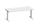 Schäfer Shop Genius Schreibtisch MODENA FLEX, Rechteck, T-Fuss Rechteckrohr, B 1800 x T 800 x H 650-850 mm, lichtgrau/weissalu