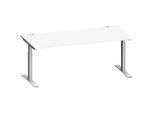 Schäfer Shop Genius Schreibtisch MODENA FLEX, Rechteck, T-Fuss Rechteckrohr, B 1800 x T 800 x H 650-850 mm, weiss/weissalu