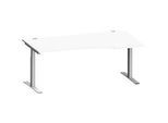 Schäfer Shop Genius Schreibtisch MODENA FLEX, Freiform rechts, T-Fuss Rechteckrohr, B 1800 x T 1000/800 x H 650-850 mm, weiss/weissalu