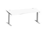 Schäfer Shop Genius Schreibtisch MODENA FLEX, Freiform links, T-Fuss Rechteckrohr, B 1800 x T 1000/800 x H 650-850 mm, weiss/weissalu