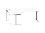 Schäfer Shop Genius Winkelschreibtisch MODENA FLEX 90°, T-Fuss-Rechteckrohr, B 2000 mm, Ansatz links, weiss/weissalu