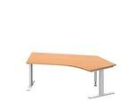 Schäfer Shop Genius Winkelschreibtisch MODENA FLEX 135°, T-Fuss-Rechteckrohr, B 2165 mm, Ansatz rechts, Buche/weissalu