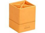 Rhodia Stifteköcher, Kunstleder, 4 Fächer, 80 x 80 x 110 mm, orange