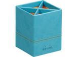 Rhodia Stifteköcher, Kunstleder, 4 Fächer, 80 × 80 × 110 mm, türkis