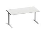 Schäfer Shop Genius Schreibtisch MODENA FLEX, C-Fuss-Rechteckrohr, B 1600 x T 800 mm, lichtgrau/weissalu