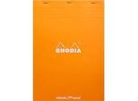 Rhodia Block No.18, 80 Blatt, DIN A4, 80 g/m², Kartoneinband, geheftet, Velinpapier, PEFC®-zertifiziert, Punktlineatur, orange