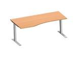 Schäfer Shop Genius Freiformschreibtisch MODENA FLEX, C-Fuss-Rechteckrohr, B 1800 mm, Ansatz links, Buche/weissalu