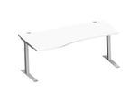 Schäfer Shop Genius Freiformschreibtisch MODENA FLEX, C-Fuss-Rechteckrohr, B 1800 mm, Ansatz links, weiss/weissalu