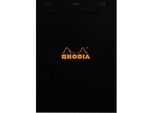 Rhodia Block No.18, 80 Blatt, DIN A4, 80 g/m², Kartoneinband, geheftet, Velinpapier, PEFC®-zertifiziert, kariert, schwarz