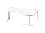 Schäfer Shop Genius Winkelschreibtisch MODENA FLEX 90°, C-Fuss-Rechteckrohr, B 2000 mm, Ansatz rechts, weiss/weissalu