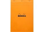 Rhodia Block No.18, 80 Blatt, DIN A4, 80 g/m², Kartoneinband, geheftet, Velinpapier, PEFC®-zertifiziert, kariert, orange