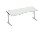 Schäfer Shop Genius Freiformschreibtisch MODENA FLEX, C-Fuss-Rechteckrohr, B 1800 mm, Ansatz links, lichtgrau/weissalu