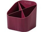 Stiftehalter HAN Karma, 4 unterschiedlich hohe Fächer, B 111 x H 105 x T 111 mm, recycelter Kunststoff, rot