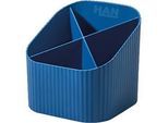 Stiftehalter HAN Karma, 4 unterschiedlich hohe Fächer, B 111 x H 105 x T 111 mm, recycelter Kunststoff, blau