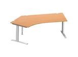 Schäfer Shop Genius Winkelschreibtisch MODENA FLEX 135°, Ansatz links, C-Fuss-Rechteckrohr, B 2165 mm, buche/weiss