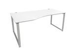 Schäfer Shop Genius Freiformschreibtisch MODENA FLEX, Bügelfuss, manuell höhenverstellbar, Ansatz links, B 1800 mm, weiss