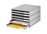 Schubladenbox styro® Styroval, Format C4, 6 offene Schübe, stapelbar, Beschriftungsmaterial, B 243 x T 335 x H 200 mm, Recycling-Kunststoff, schwarz-grau
