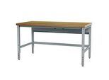 Packtisch Bedrunka+Hirth Komfort, Grundtisch, per Klemme höhenverstellbar, bis 200 kg, Buche-Multiplex-Arbeitsplatte, B 2000 x T 750 mm
