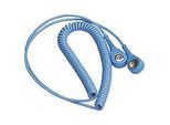 Spiralkabel Bedrunka+Hirth, für die Personenerdung, 2 x 10 mm Druckknöpfe, hochelastisch, Länge 2,4 m, blau