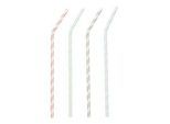 Trinkhalme Papstar Stripes, Einweg, L 220 x Ø 6 mm, flexibel bieg- & knickbar, aus FSC®-zertifiziertem Papier, farbsortiert, 100 Stück
