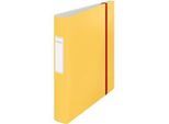 Leitz® Ordner 180° Active Cosy, A4, Rückenbreite 65 mm, 180°-Hebelmechanik, geklebtes Rückenschild & Gummiband, gelb
