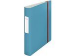 Leitz® Ordner 180° Active Cosy, A4, Rückenbreite 65 mm, 180°-Hebelmechanik, geklebtes Rückenschild & Gummiband, blau