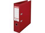 Ordner Esselte® No. 1, A4, Rückenbreite 75 mm, für ca. 500 Blatt, Hebelmechanik, Rückenschild, Griffloch & Raumsparschlitze, FSC®-Karton, bordeaux