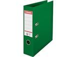 Ordner Esselte® No. 1, A4, Rückenbreite 75 mm, für ca. 500 Blatt, Hebelmechanik, Rückenschild, Griffloch & Raumsparschlitze, FSC®-Karton, grün