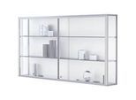 Wandvitrine, einhängend, 2 verstellbare Glasböden, abschliessbare Schiebetüren, ESG-Sicherheitsglas, B 1500 x T 200 x H 800 mm