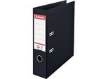 Ordner Esselte® No. 1, A4, Rückenbreite 75 mm, für ca. 500 Blatt, Hebelmechanik, Rückenschild, Griffloch & Raumsparschlitze, FSC®-Karton, schwarz