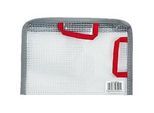 Reissverschlussbeutel FolderSys Bungee-Bag, A6, 0,20 mm, Kordel/Bordierband/Schlaufen, B 183 x H 128 mm, PVC-freie Folie, transparent-rot-grau-schwarz