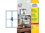 Avery Zweckform Wetterfeste Folienetiketten L4774-20, A4, 80 Etiketten, weiss