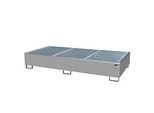 Auffangwanne BAUER AW 1000-2/PE mit Gitterrost, 2x 1000 l IBC, B 2665 x T 1315 x H 440 mm, grau