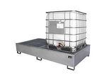 Auffangwanne BAUER AW 1000-2/PE mit Gitterrost, 2x 1000 l IBC, B 2665 x T 1315 x H 440 mm, verzinkt