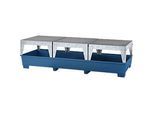 IBC-Station ASECOS, Stahl, mit 3 Abfüllböcken u. Staplerschuhen, 1000 l Auffangvolumen, B 3280 x T 1300 x H 820 mm, lackiert