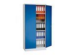 Stahlschrank, H 1950 x B 920 x T 600 mm, lichtgrau/enzianblau