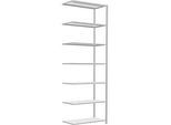 Schulte Lagertechnik Fachbodenregal Stecksystem MultiPlus250, Anbauregal, 6 Fachböden, Kreuzstrebe, B 1000 x T 500 x H 3000 mm, Lichtgrau RAL 7035